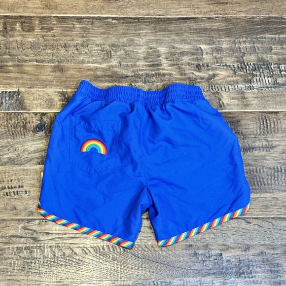 Little Bird By Jools Blue Rainbow Swim Trunks 6-7 - Picture 4 of 5
